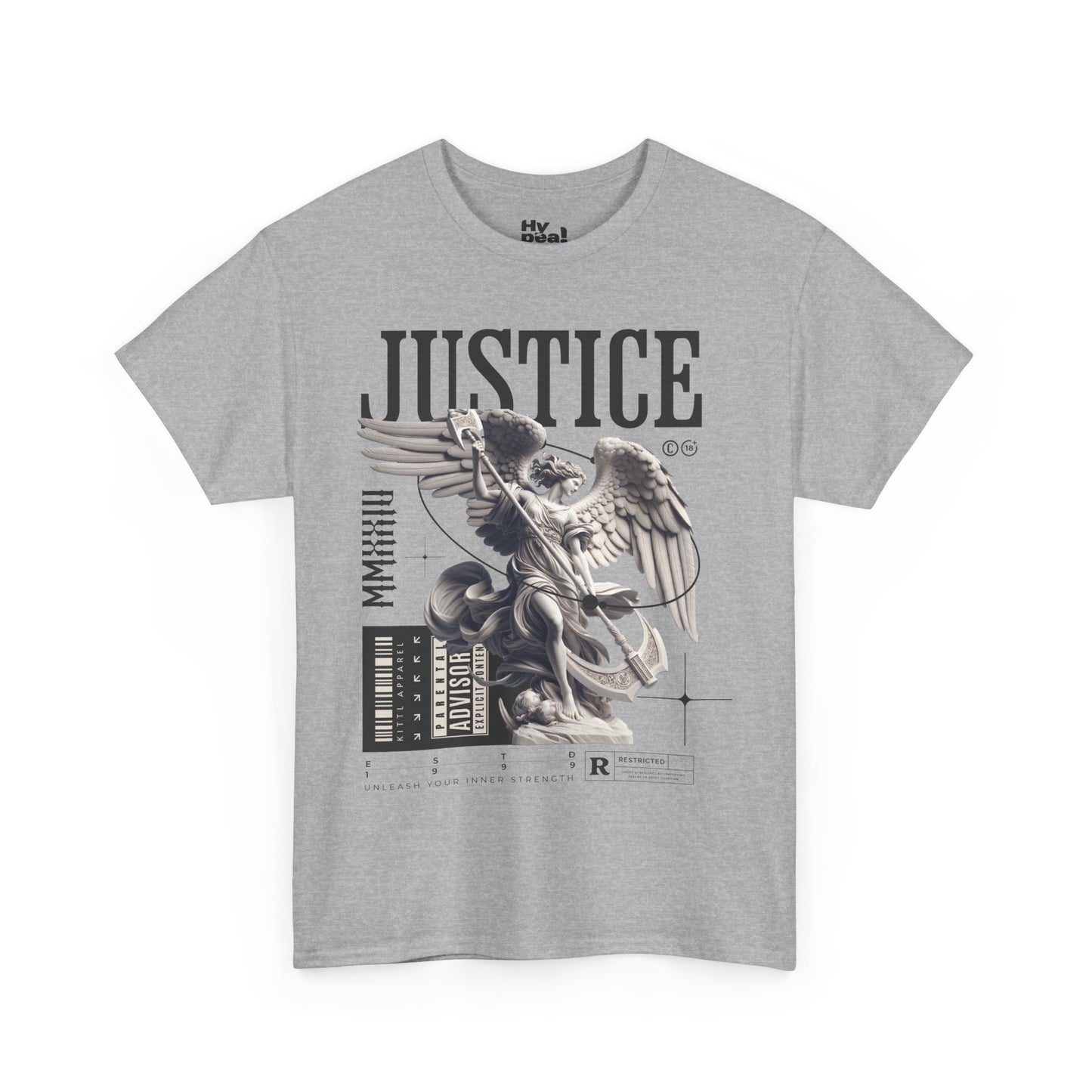 Justice Graphic Unisex Heavy Cotton Tee, Casual Streetwear, Unique Art Shirt, Trendy Gift for All Occasions, Graphic Tee, Everyday Wear