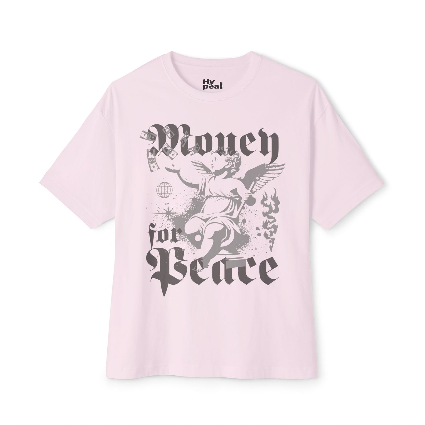 Unisex Oversized Graphic Tee - Money for Peace Design, Casual Streetwear, Summer Essentials, Gift for Him and Her, Trendy Statement Tee