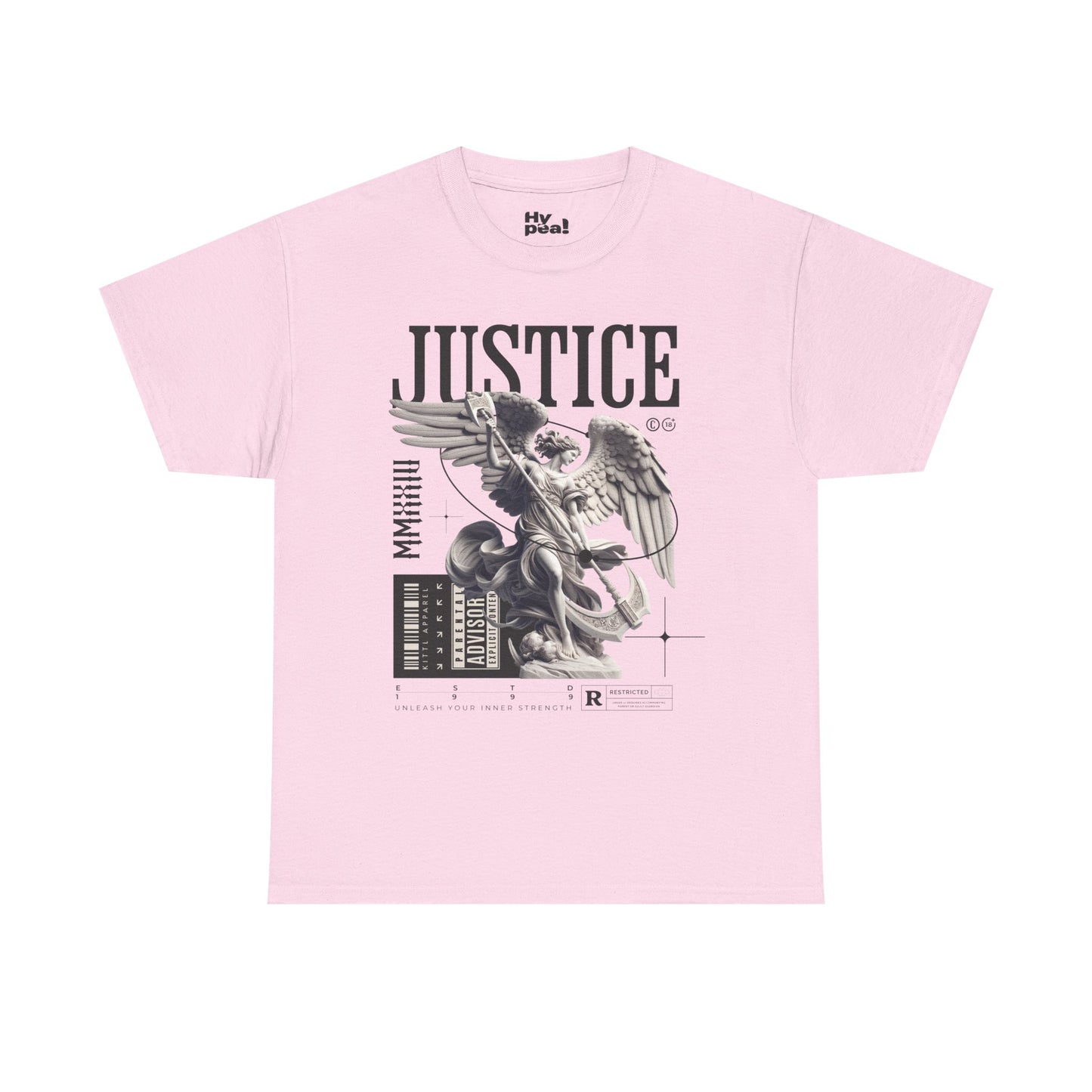 Justice Graphic Unisex Heavy Cotton Tee, Casual Streetwear, Unique Art Shirt, Trendy Gift for All Occasions, Graphic Tee, Everyday Wear