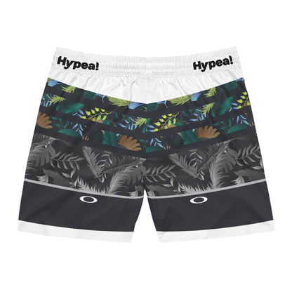 Men's Tropical Print Swim Shorts, Summer Beachwear, Vacation Swim Trunks, Pool Party Essentials, Trendy Resort Wear