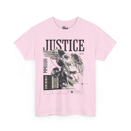 Justice Graphic Unisex Heavy Cotton Tee, Casual Streetwear, Unique Art Shirt, Trendy Gift for All Occasions, Graphic Tee, Everyday Wear