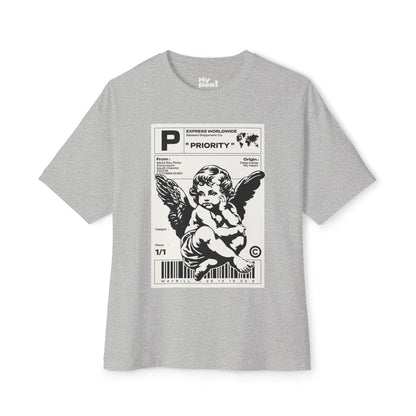 Chic Unisex Oversized Tee with Unique Angel Design, Casual Wear, Streetwear, Gifts for Her, Trendy Graphic Tee