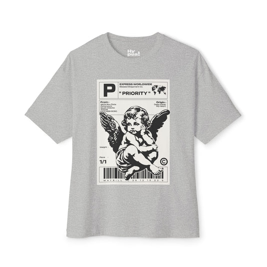 Chic Unisex Oversized Tee with Unique Angel Design, Casual Wear, Streetwear, Gifts for Her, Trendy Graphic Tee