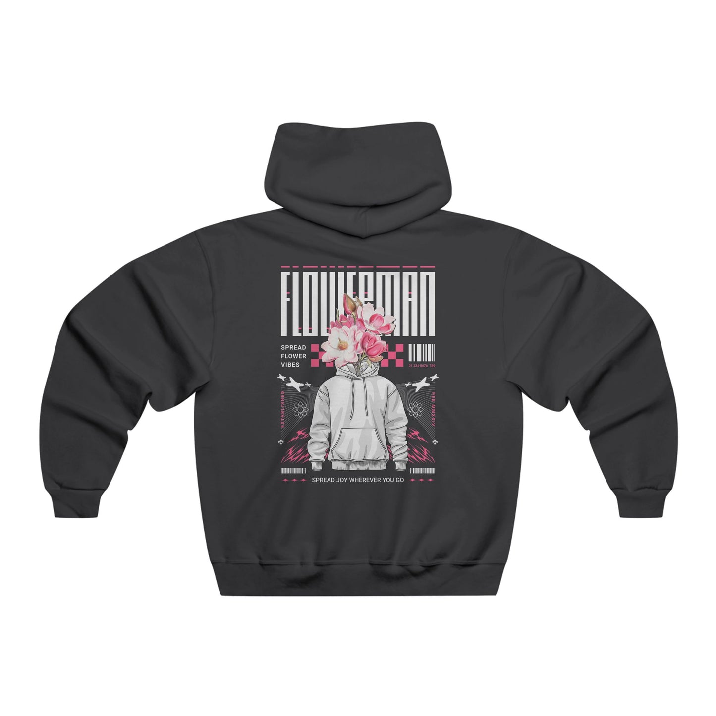 Men's Floral Graphic Hoodie, Cozy Hooded Sweatshirt, Casual Spring Style, Gift for Him, Relaxed Everyday Wear, Flower Lover Apparel
