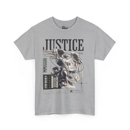 Justice Graphic Unisex Heavy Cotton Tee, Casual Streetwear, Unique Art Shirt, Trendy Gift for All Occasions, Graphic Tee, Everyday Wear