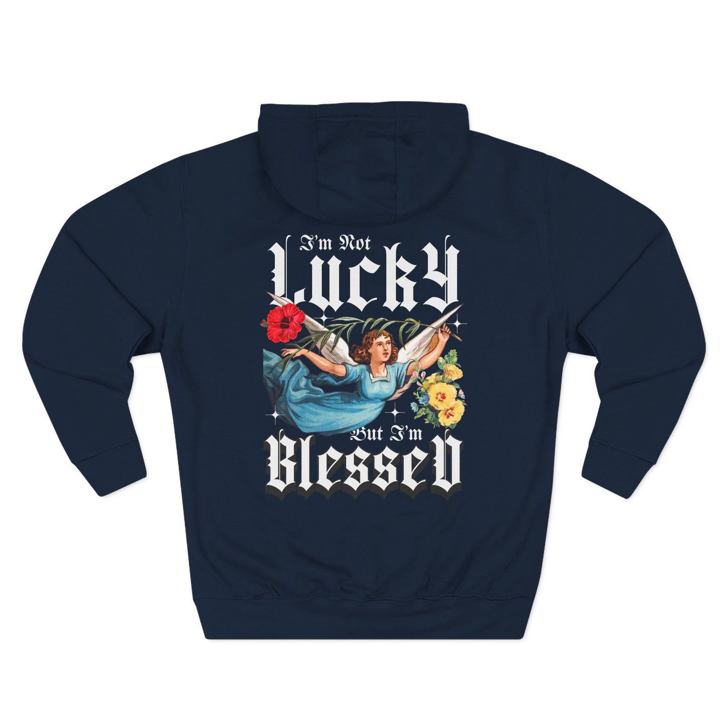 Blessed with Luck Fleece Hoodie | Cozy Sweatshirt for Inspirational Gifts, Casual Wear, Everyday Comfort, Unique Fashion Statement