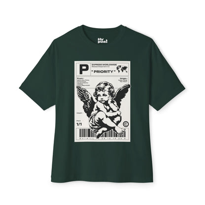 Chic Unisex Oversized Tee with Unique Angel Design, Casual Wear, Streetwear, Gifts for Her, Trendy Graphic Tee