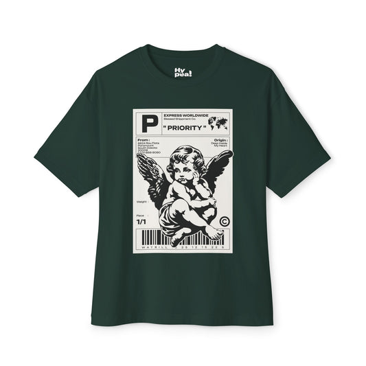 Chic Unisex Oversized Tee with Unique Angel Design, Casual Wear, Streetwear, Gifts for Her, Trendy Graphic Tee