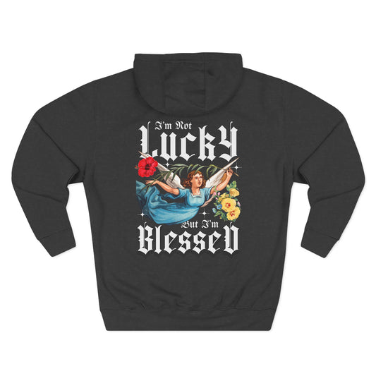 Blessed with Luck Fleece Hoodie | Cozy Sweatshirt for Inspirational Gifts, Casual Wear, Everyday Comfort, Unique Fashion Statement
