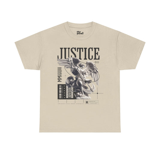 Justice Graphic Unisex Heavy Cotton Tee, Casual Streetwear, Unique Art Shirt, Trendy Gift for All Occasions, Graphic Tee, Everyday Wear