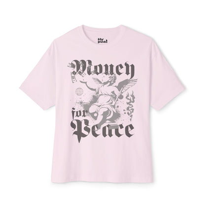Unisex Oversized Graphic Tee - Money for Peace Design, Casual Streetwear, Summer Essentials, Gift for Him and Her, Trendy Statement Tee