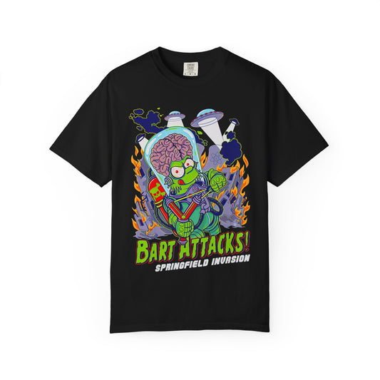 Bart Attacks! Unisex Garment-Dyed T-Shirt | Cool Graphic Tee, Funny Gift, Casual Wear, Unique Style, Springfield Theme