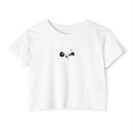 Angry Panda Crop Top, Festival Wear, Women's Street Style Top, Cute Graphic Tee, Summer Fashion, Unique Gift Idea