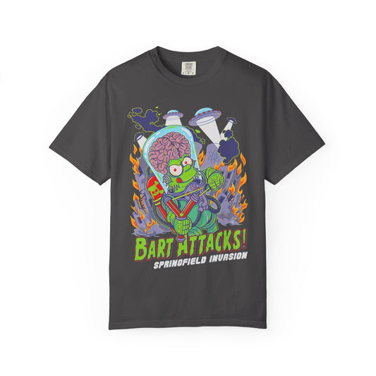 Bart Attacks! Unisex Garment-Dyed T-Shirt | Cool Graphic Tee, Funny Gift, Casual Wear, Unique Style, Springfield Theme